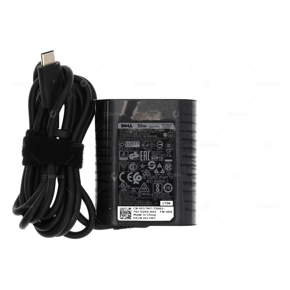 F17M7 DELL HA30NM150 30W USB-C POWER SUPPLY ADAPTER LAPTOP CHARGER HA30NM150 0F17M7, HA30NM150
