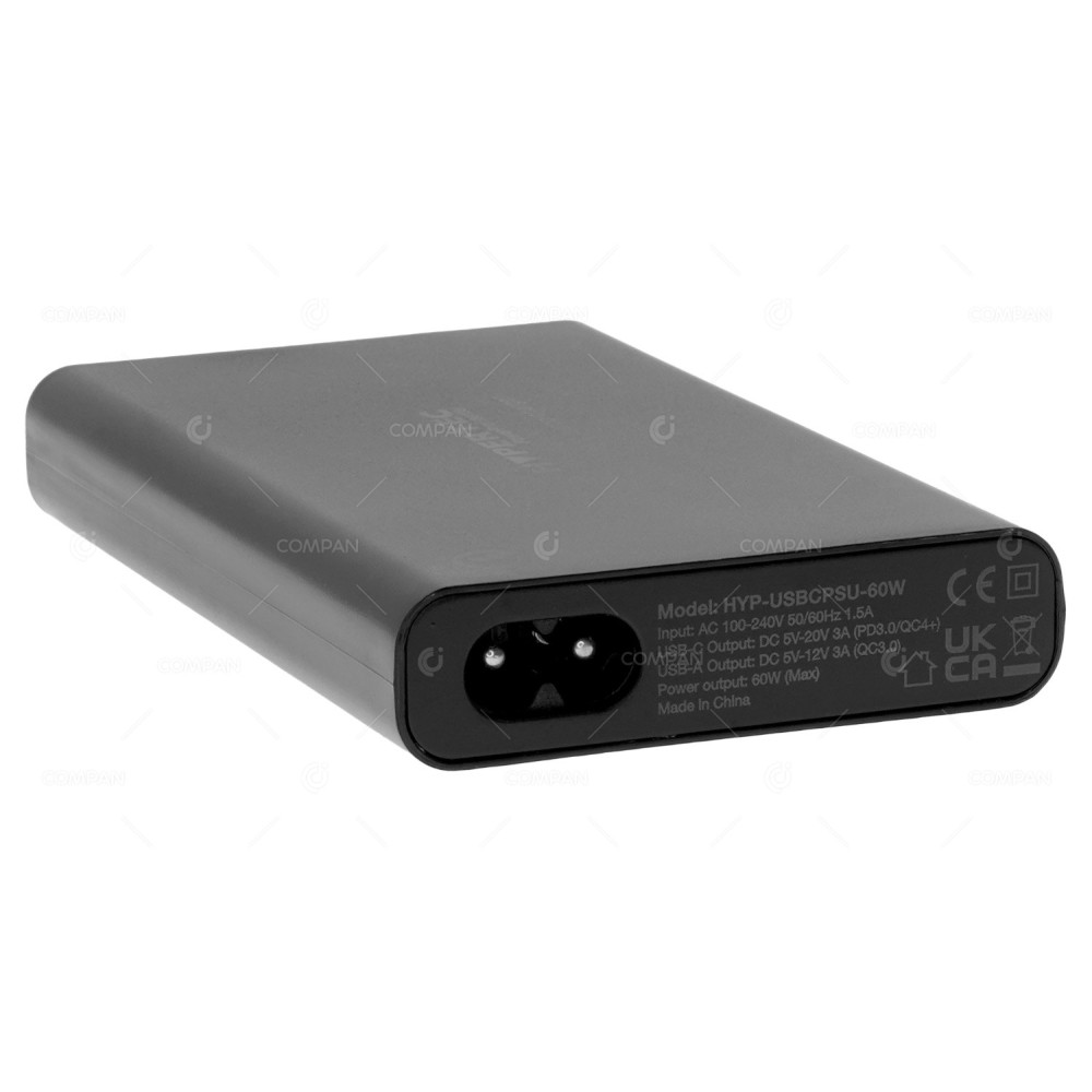 HYP-USBCPSU-60W HYPERTEC POWERPROESSENTIAL 60W  2X USBC 1X USBA UNIVERSAL USBC POWER ADAPTER -