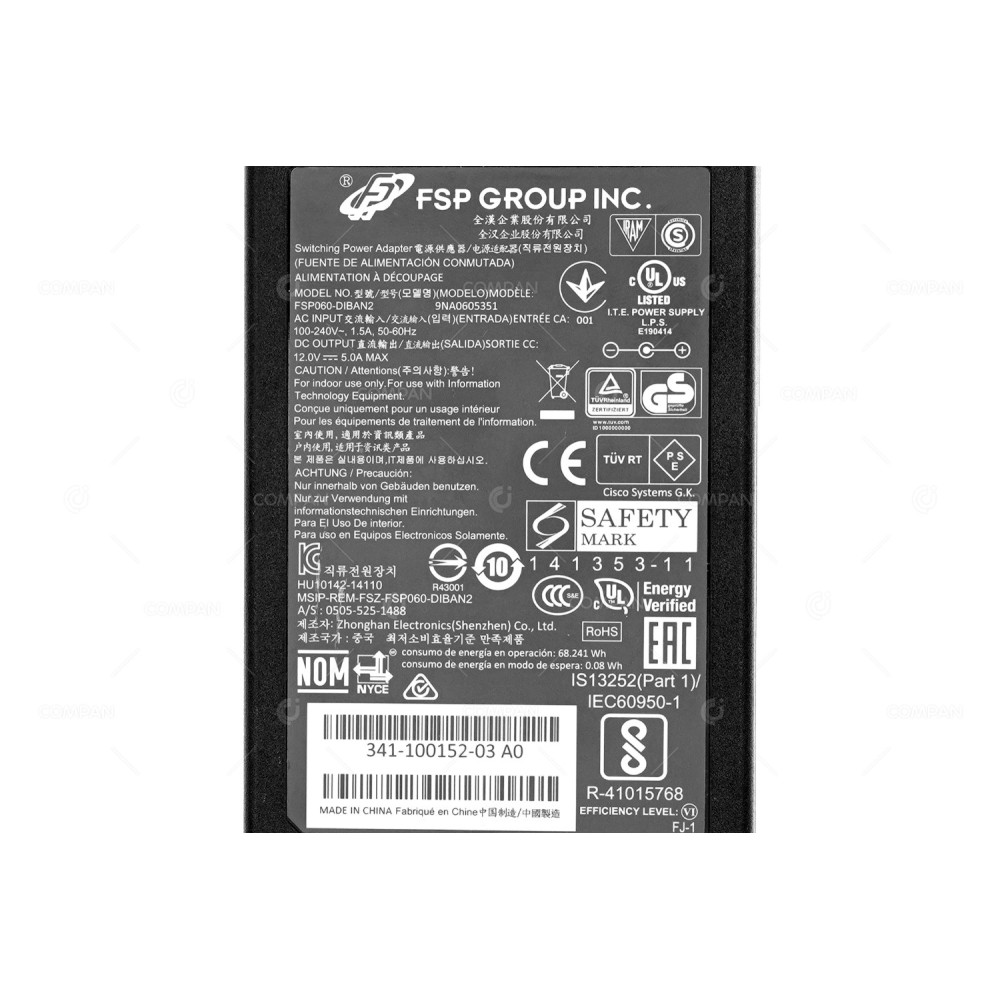 FSP060-DIBAN2_9NA0605351 FSP GROUP 60-WATTS 12V 5A ADAPTER FOR TELEPRESENCE SX20