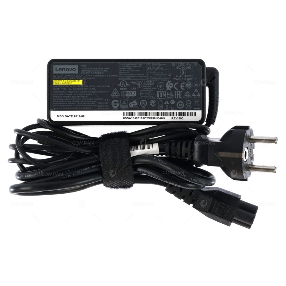 00PC757 LENOVO AC ADAPTER 65W 20V 3.25A FOR LAPTOPS THINKPAD SERIES T440 T450 T460 T470 T550 T560 T570 T580 T590 SA10J20161, A17-065N2A