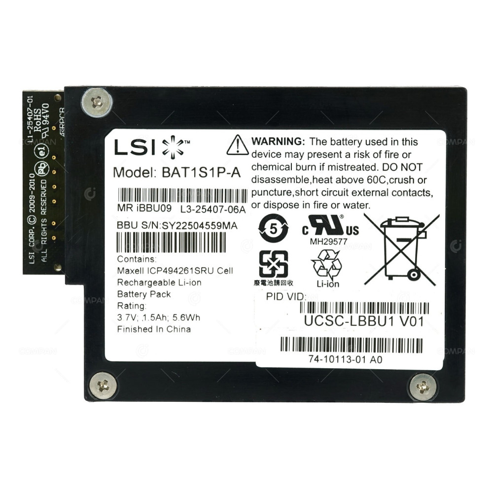 UCSC-LBBU1 CISCO LSI BATTERY MR IBBU9 FOR UCS-RAID - 9266, SAS 9266-8I