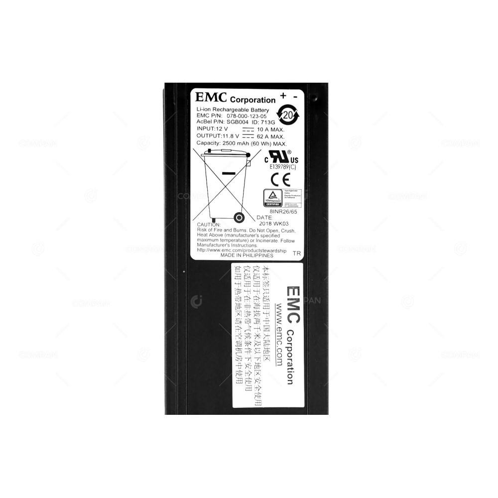 078-000-123 EMC LI-ION RECHARGEABLE BATTERY BACKUP UNIT 11.8V  62A FOR VPLEX VS6 078.000.123