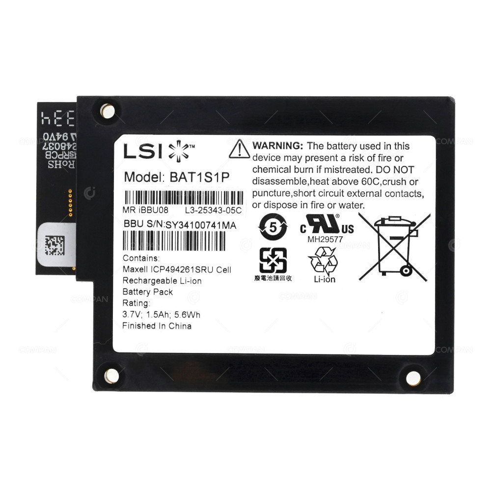 L3-25343-05C LSI 3.7V 1.5AH 5.6WH RAID CONTROLLER BATTERY SERVERAID