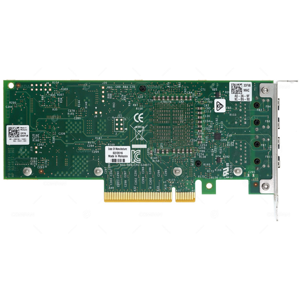 3DFV8 DELL INTEL X540-T2 DUAL PORT 10GB RJ-45 NETWORK ADAPTER LOW PROFILE
