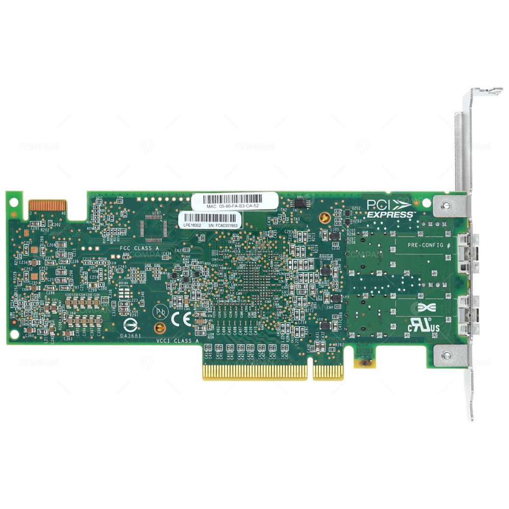 00JY849 IBM DUAL PORT 16GB FIBRE CHANNEL PCI-E ADAPTER