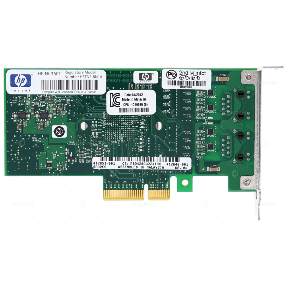 412651-001 LP HP NC360T DUAL PORT PCI-E ADAPTER LOW PROFILE