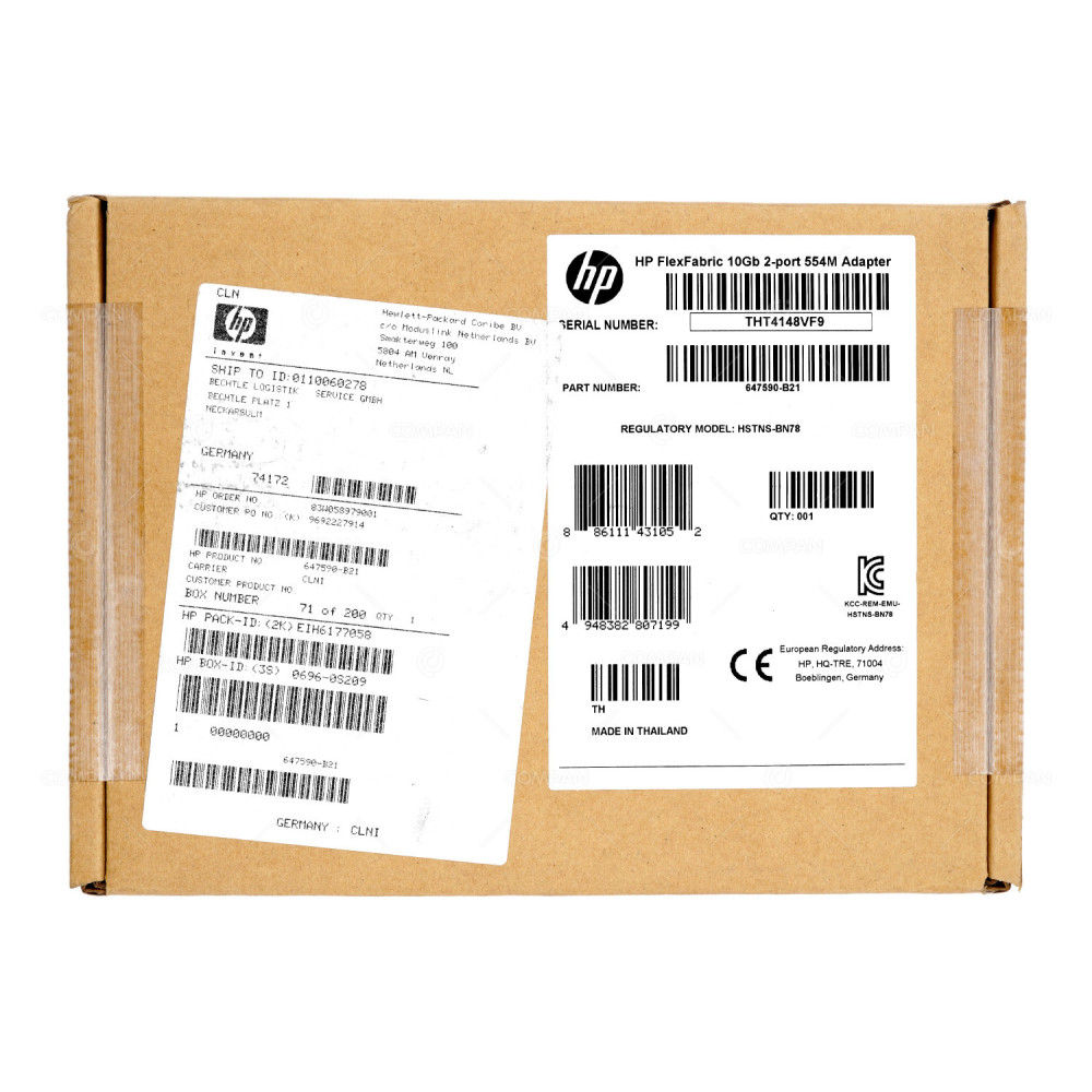 647590-B21 HP FLEXFABRIC 554M 10GB DUAL PORT ADAPTER