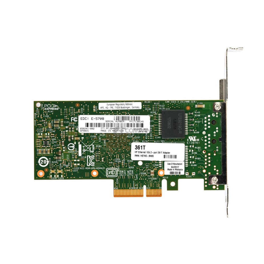 656241-002 HP DUAL PORT 1GB RJ-45 361T NETWORK ADAPTER FOR PROLIANT DL580 G8