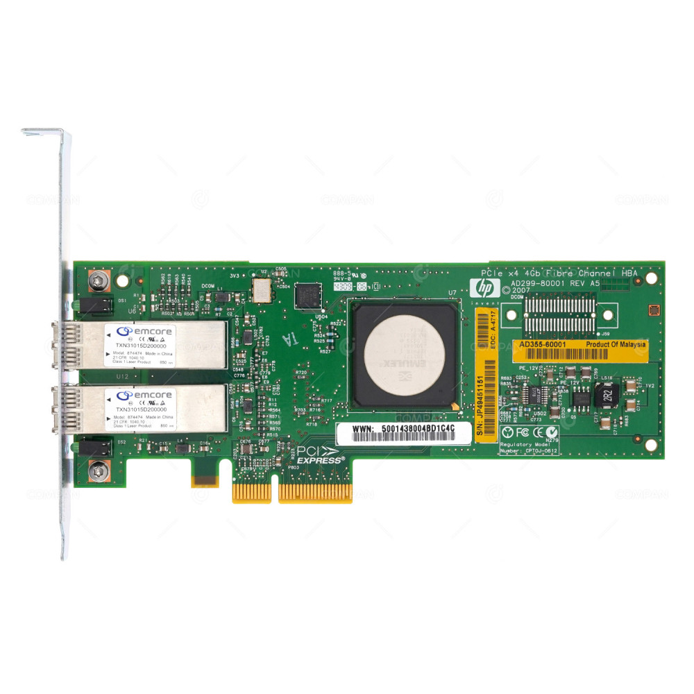 AD355-60001 HP DUAL PORT 4GB FIBRE CHANNEL ADAPTER PCI-E