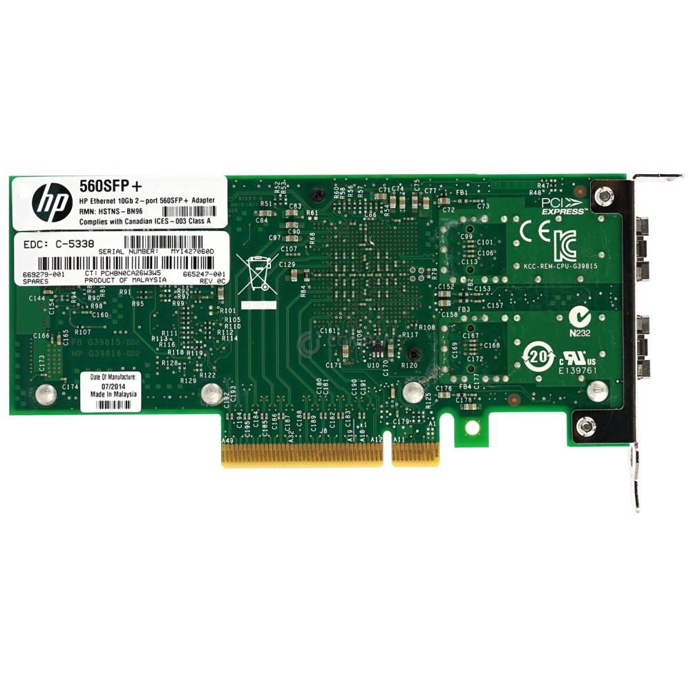 669279-001 LP HP NC560 DUAL PORT 10GB SFP+ ETHERNET ADAPTER PCI-E