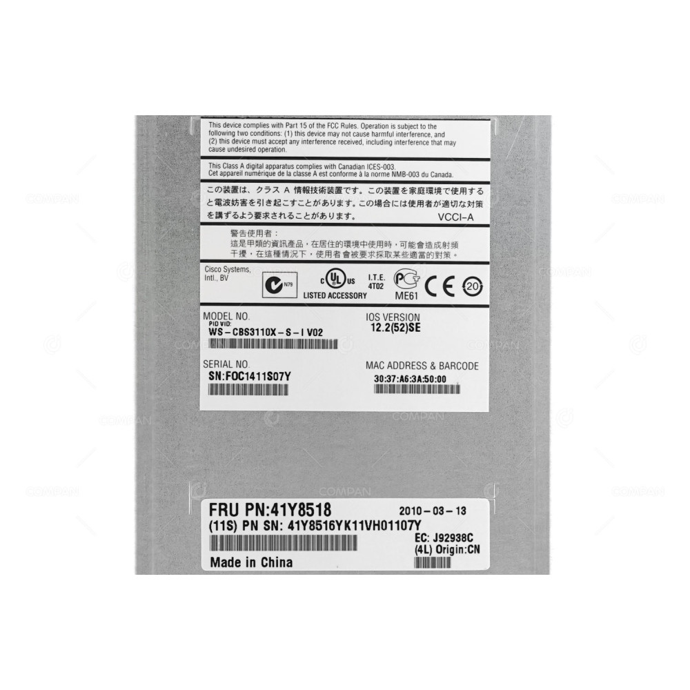 41Y8518 IBM CISCO CATALYST 3110X SWITCH MODULE FOR BLADE CENTER