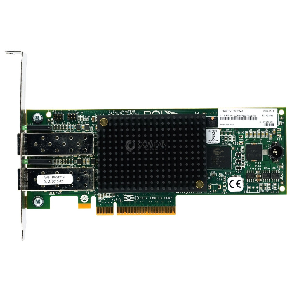 00JY848 IBM LPE12002 DUAL PORT 8GB SFP FIBRE CHANNEL HOST BUS ADAPTER PCI-E