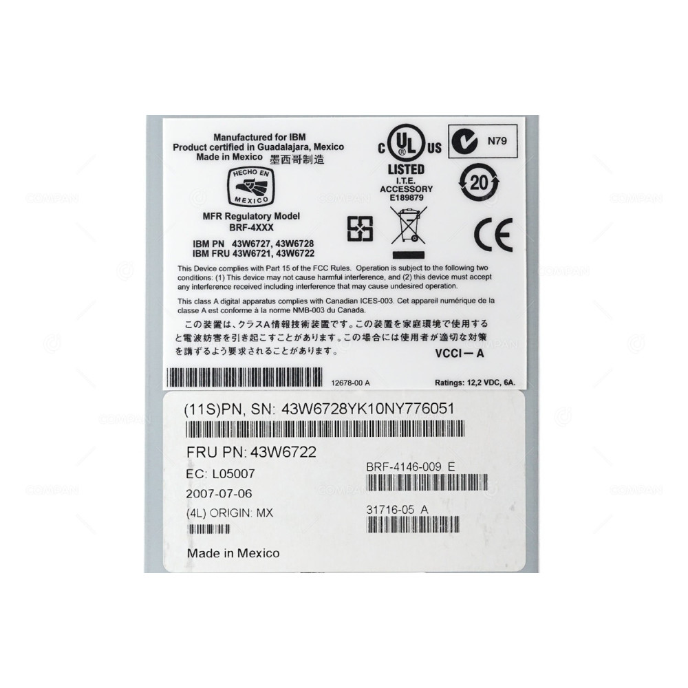 43W6722 IBM QLOGIC 4GB 20PORT SAN SWITCH MODULE