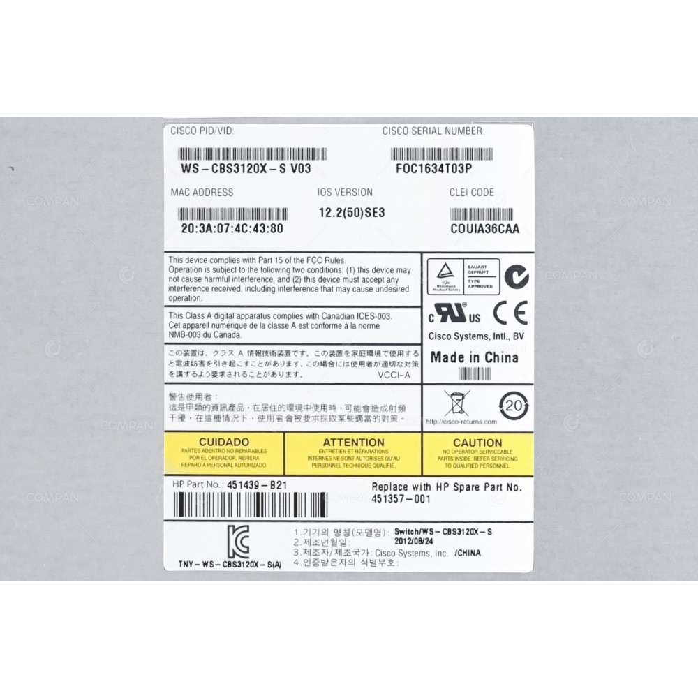 451357-001 HP CISCO 1GB 10GBE 3120X BLADE SWITCH