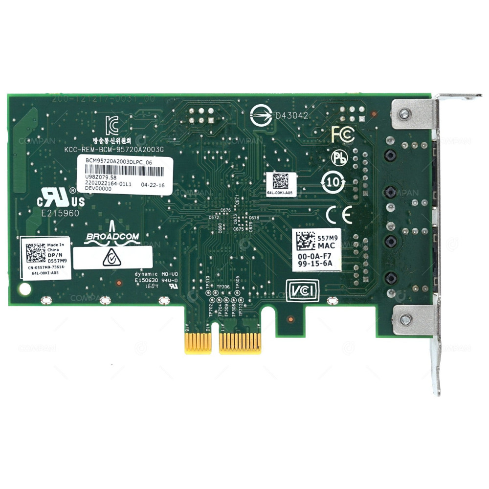 557M9 DELL BROADCOM 5720 DUAL PORT 1GB ADAPTER PCI-E