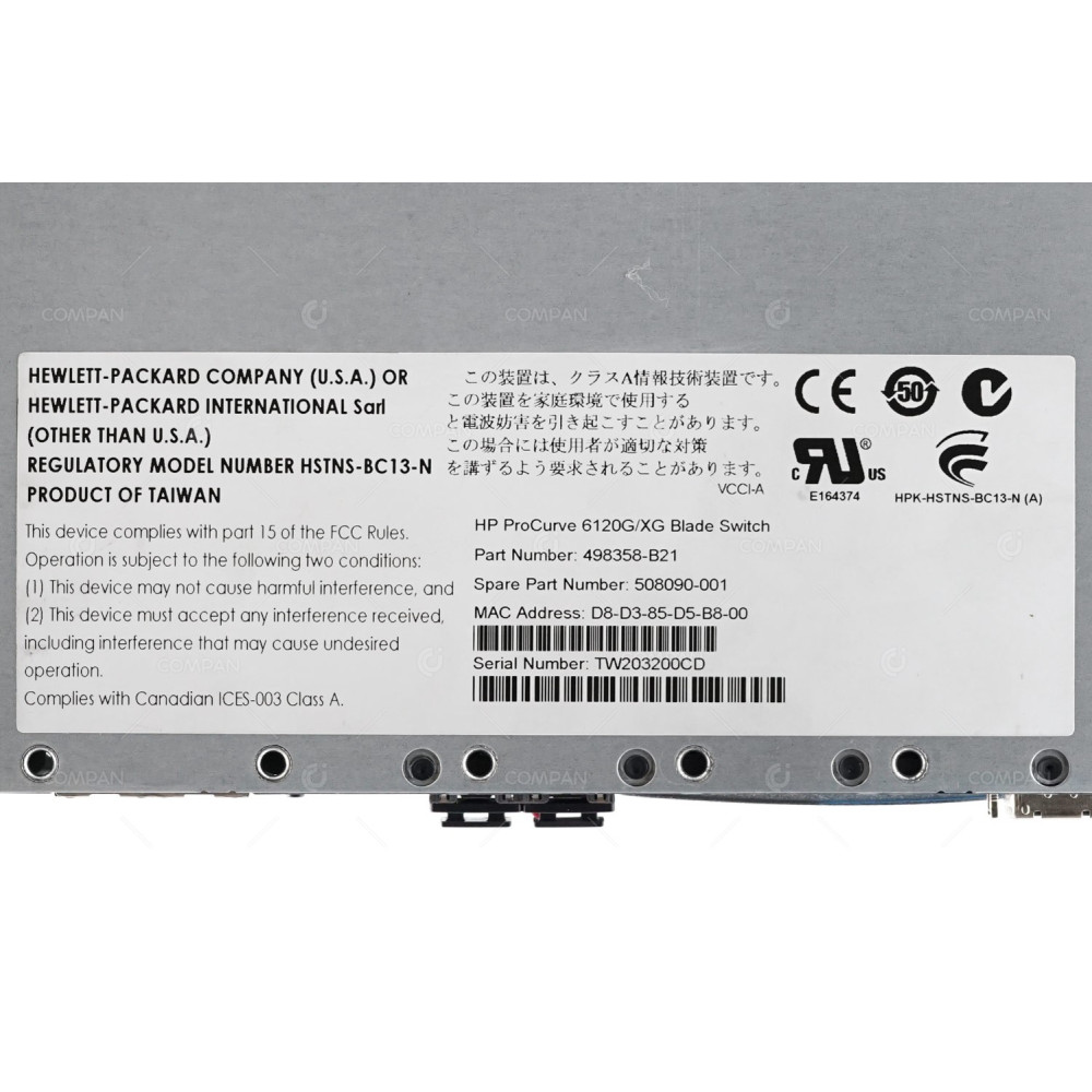 508090-001 HPE PROCURVE 6120G/XG ETHERNET BLADE SWITCH