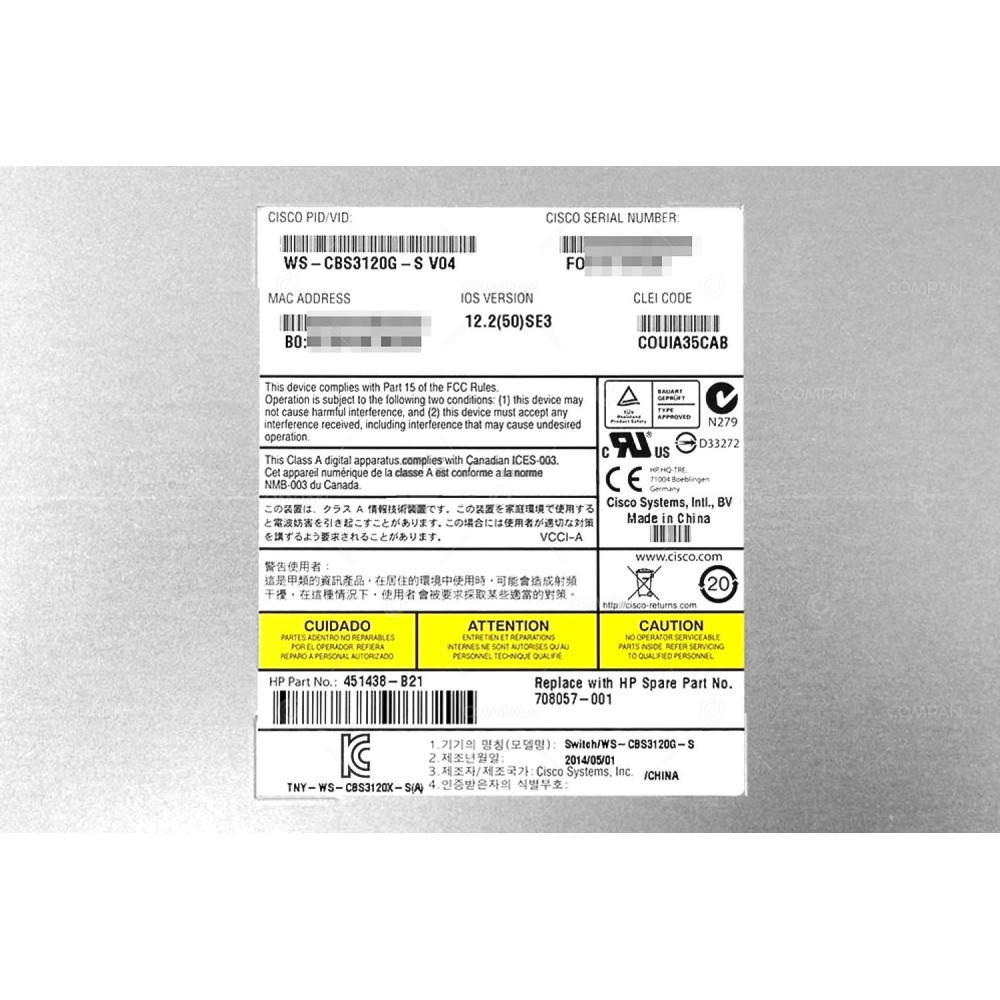 708057-001/  HP CISCO CATALYST 3120G GIGABIT SWITCH MODULE FOR HP BLADE