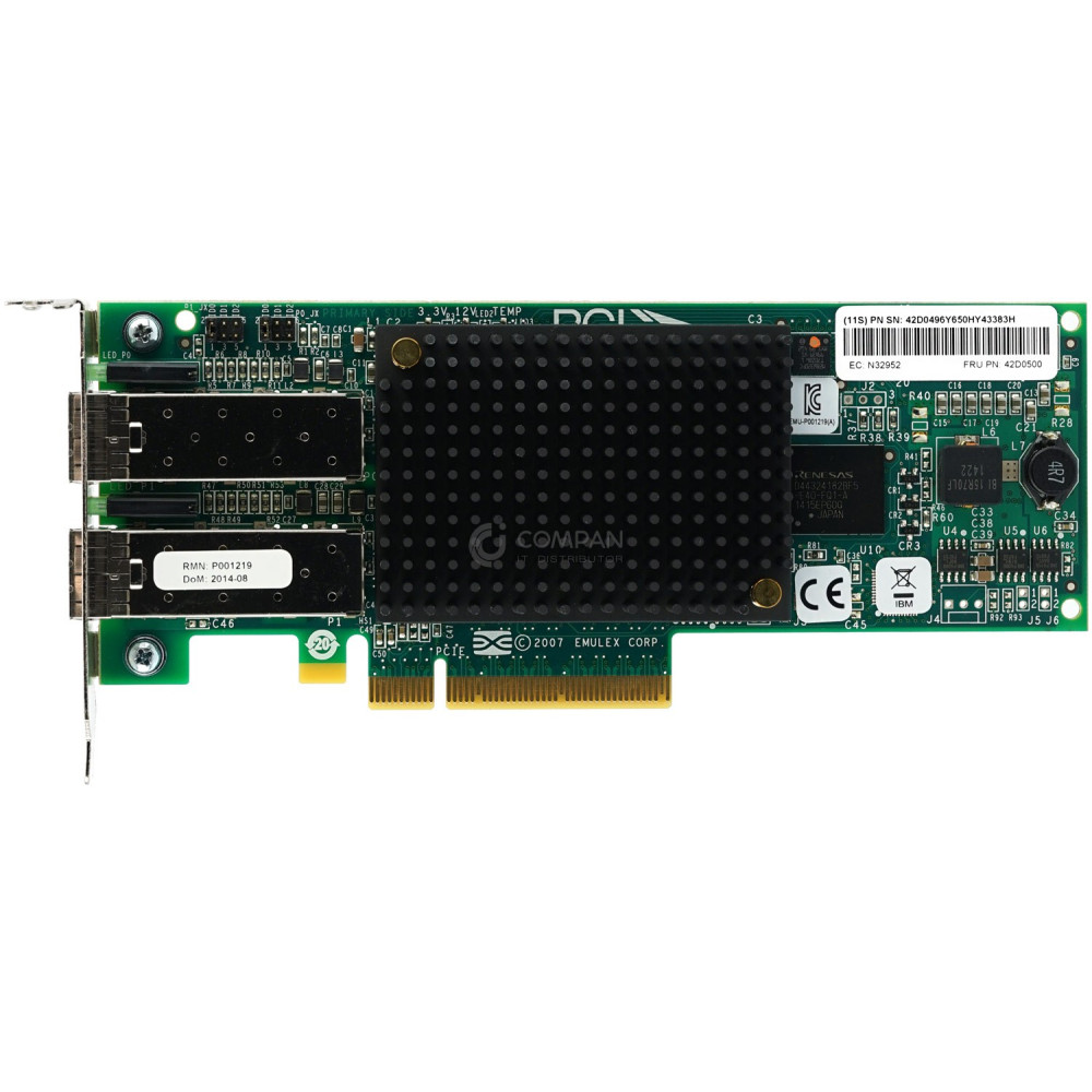 42D0500 LP IBM DUAL PORT 8GB SFP+ FC HOST BUS ADAPTER PCI-E LOW PROFILE