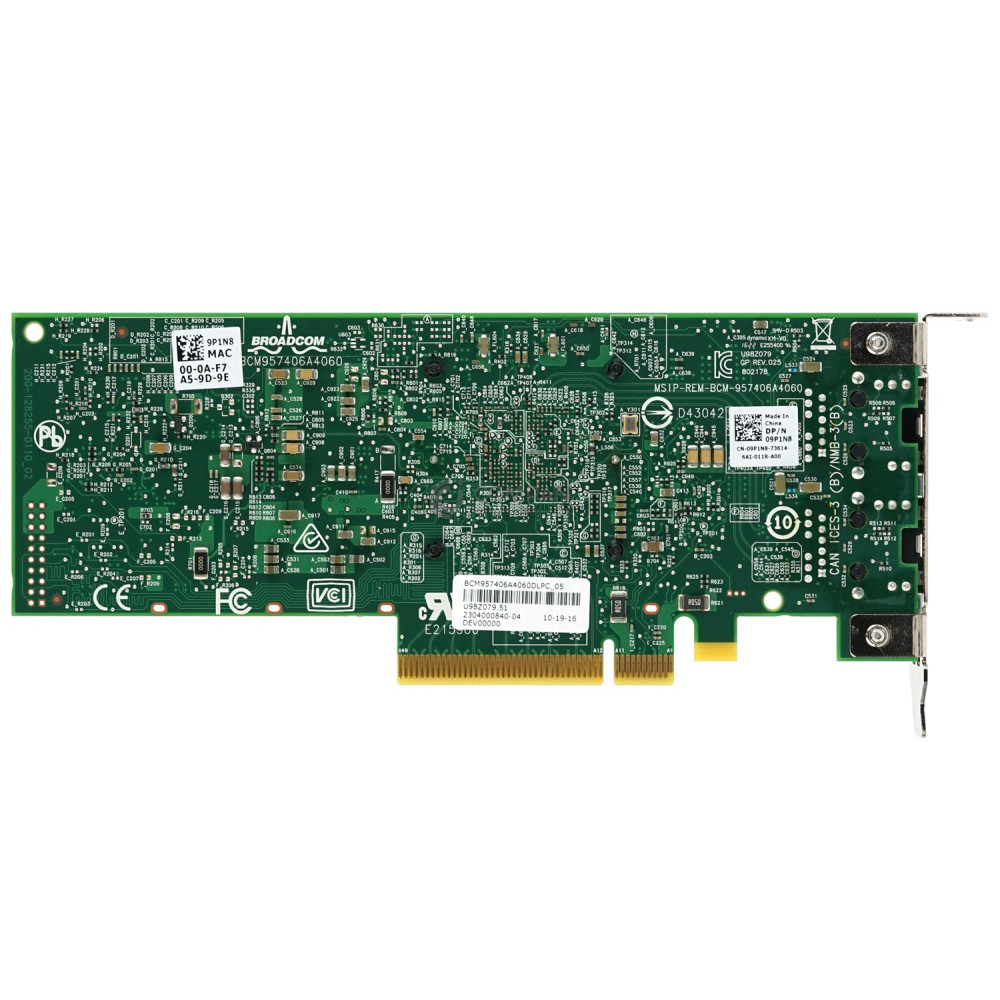 9P1N8 LP DELL BROADCOM 57406 DUAL PORT 10G RJ-45 NETWORK CARD LOW PROFILE