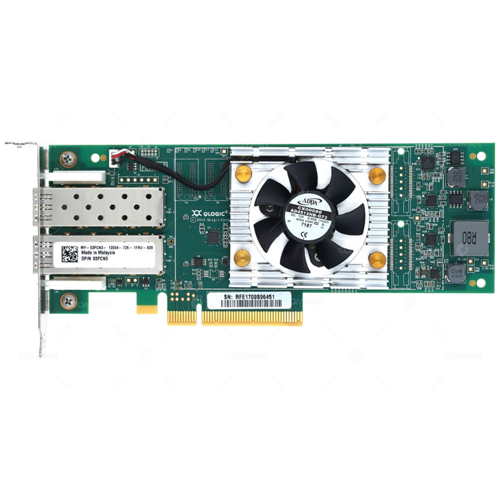 3PCN3 LP DELL QLOGIC QLE2662 HBA DUAL PORT 16GB SFP+ FC PCI-E LOW PROFILE