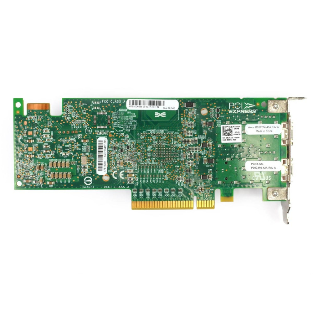 6VK2R DELL EMULEX LPE16002 HOST BUS ADAPTER DUAL PORT 16GB SFP+ FC LOW PROFILE