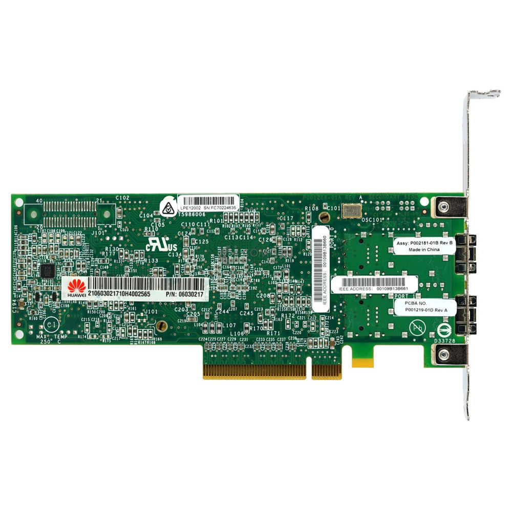 06030217 HUAWEI LPE12002 8GB DUAL PORT FC HBA PCI-E LPE12002, P002181-01, LPE12002-AP