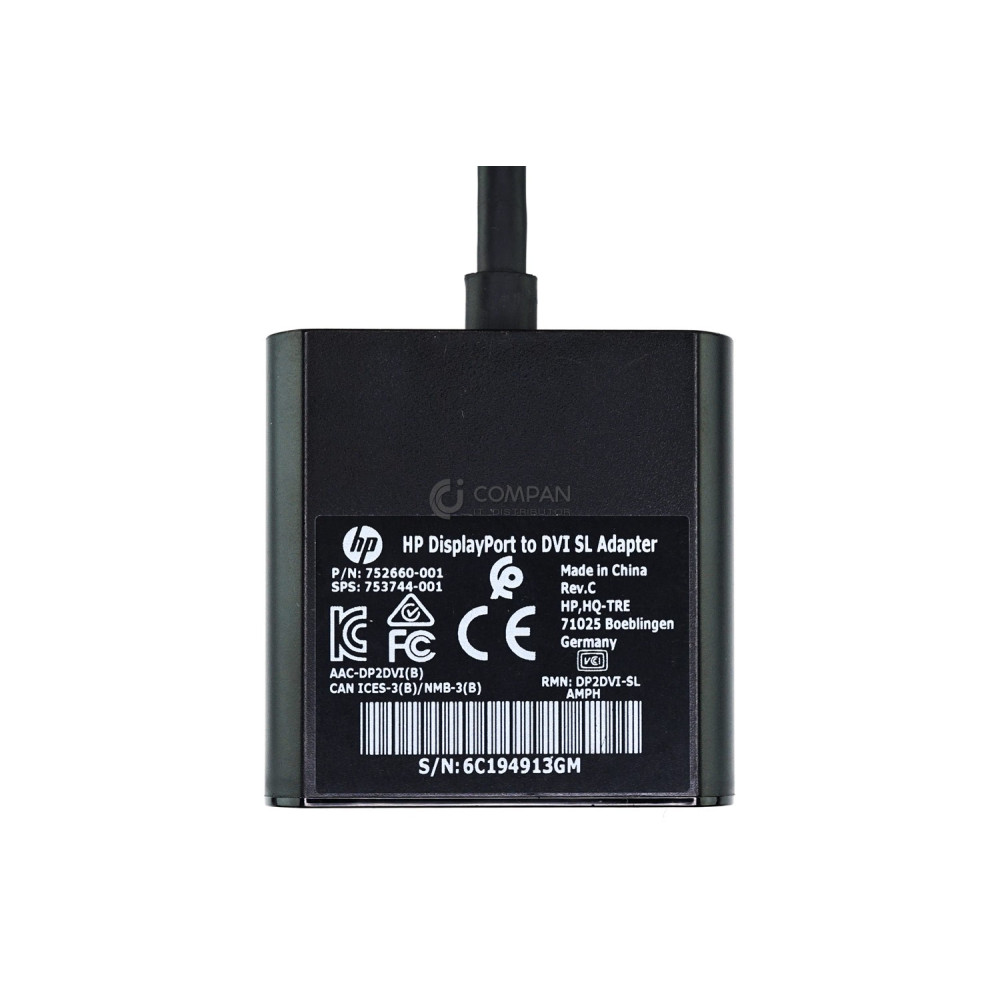 753744-001 HP DISPLAYPORT TO DVI SL ADAPTER