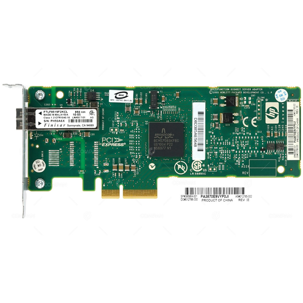 395864-001 LP HP NC373F SINGLE PORT 1GB SFP FC PCI-E SERVER ADAPTER LOW PROFILE