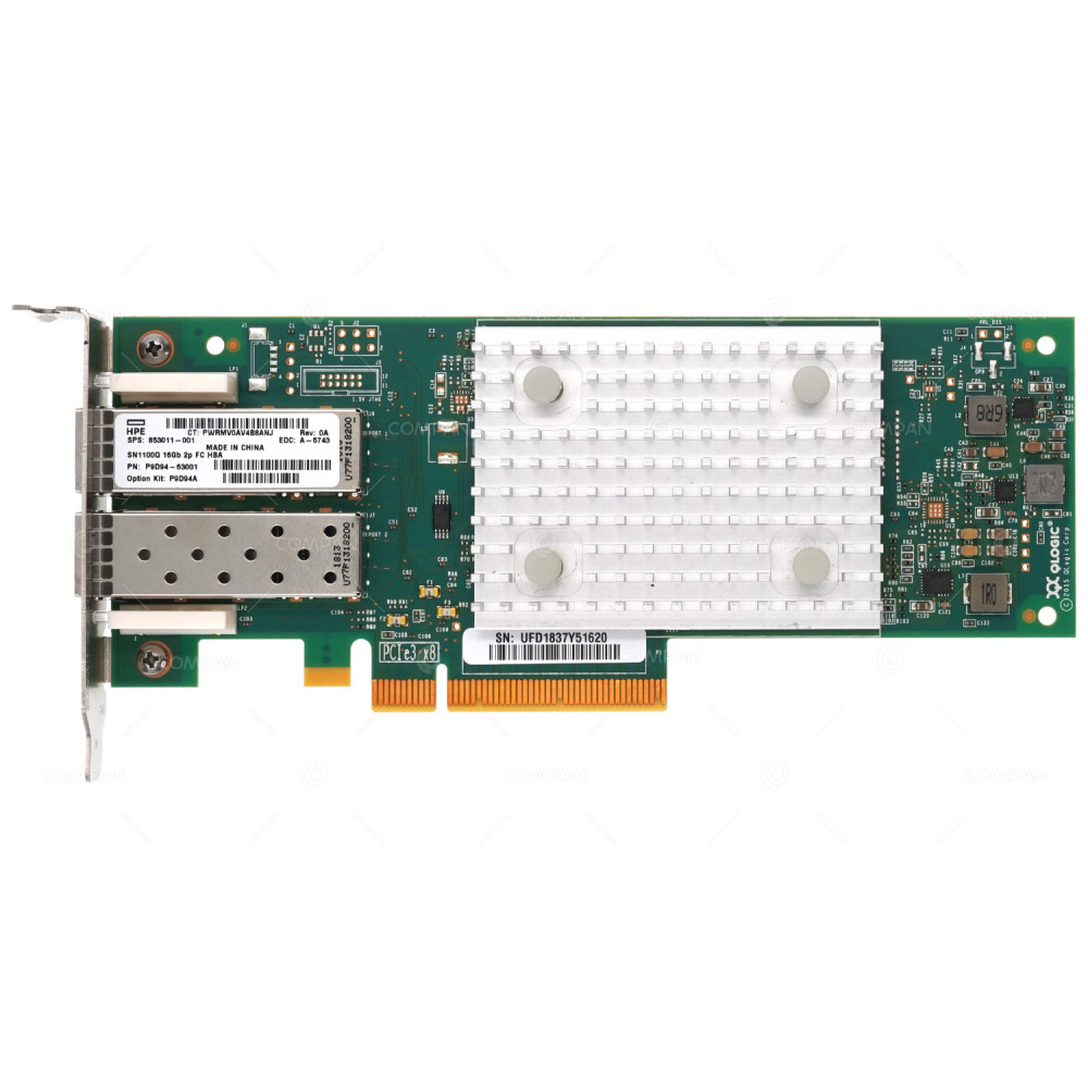 853011-001 LP HP STOREFABRIC SN1100Q 16GB DUAL PORT FC HBA PCI-E ADAPTER LOW PROFILE FOR DL360 G9 P9D94A-63001, QLE2692-HP, BK3210407-20, P9D94A