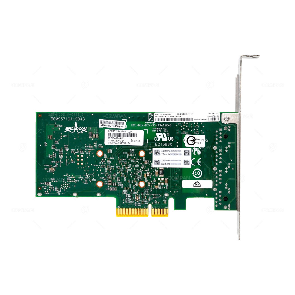 00YK551 LENOVO BROADCOM 5719 QUAD PORT 1GB RJ-45 PCIE 2.0 X4 ETHERNET ADAPTER