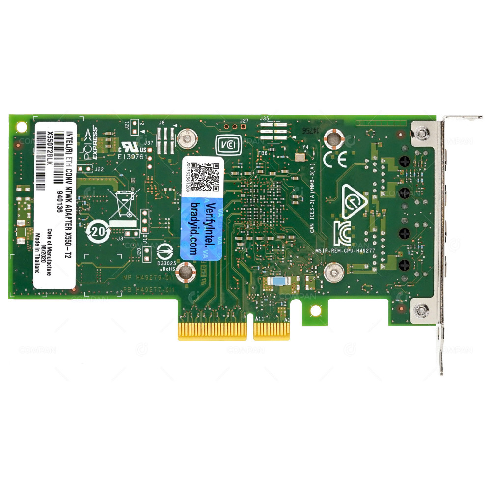 X550-T2 LP  INTEL X550-T2 DUAL PORT 10GB RJ-45 ETHERNET ADAPTER LOW PROFILE