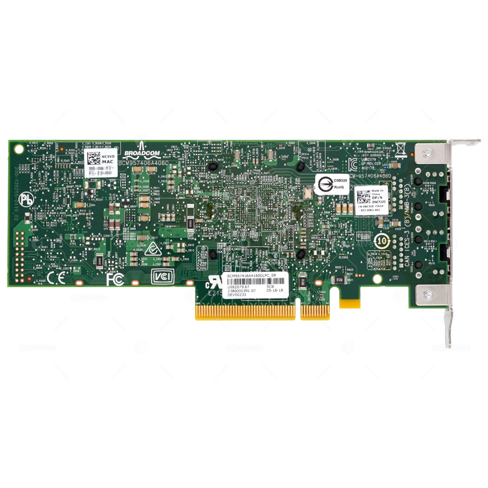 NC5VD LP  DELL BROADCOM BCM57416 DUAL PORT 10GB RJ-45 PCIE X8 LOW PROFILE NIC