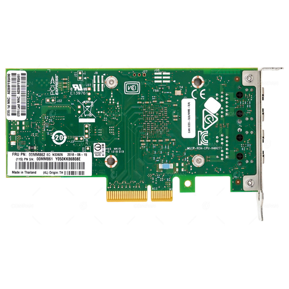 00MM862 LP  LENOVO INTEL X550-T2 DUAL PORT 10GB RJ-45 ADAPTER LOW PROFILE