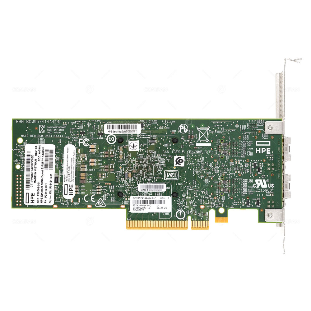 P10006-001  HP 537SFP+ DUAL PORT 10GB SFP+ ADAPTER FOR PROLIANT DL380 G10