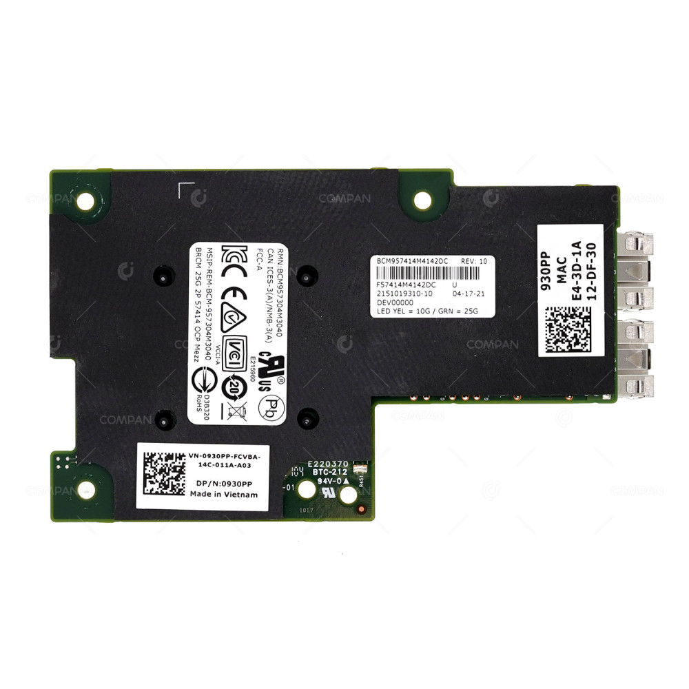930PP  DELL BROADCOM 57414 DUAL PORT 25G SFP28 ADAPTER FOR POWEREDGE R740XD2