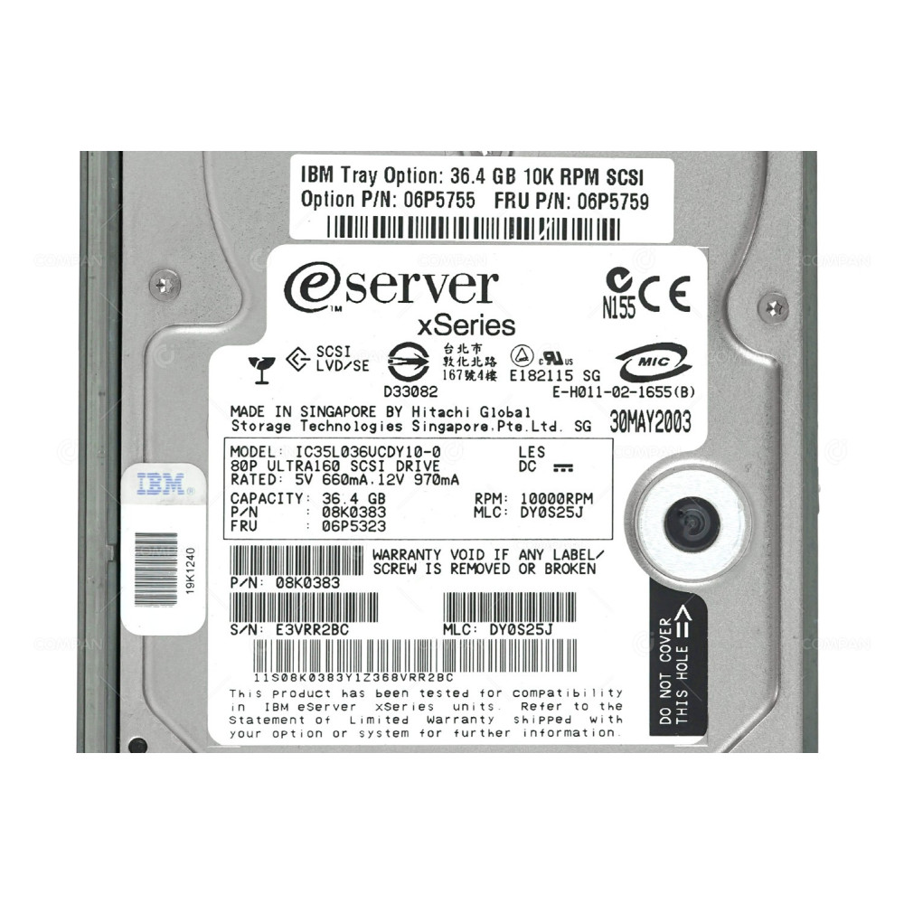06P5759 IBM HDD 36GB 10K U160 SCSI 3.5" LFF HOT-SWAP