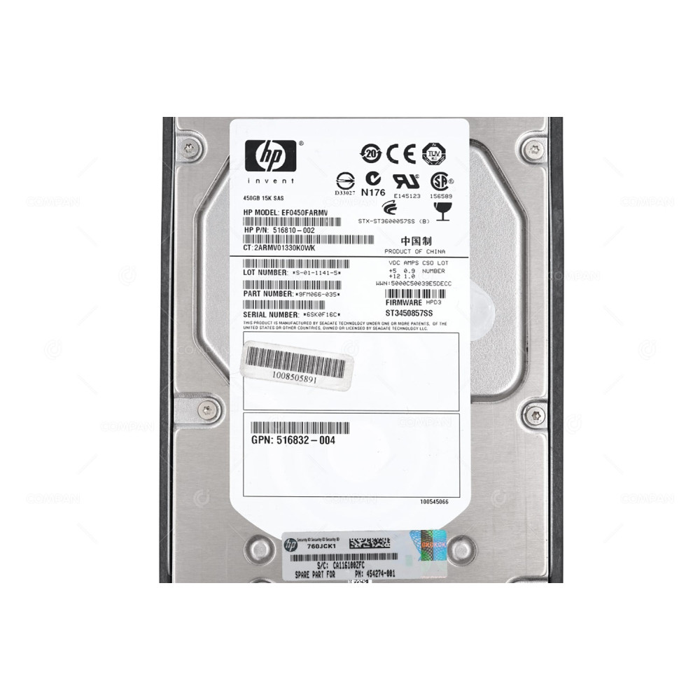 454274-001 HP HDD 450GB 15K SAS 3G 3.5" LFF HOT-SWAP
