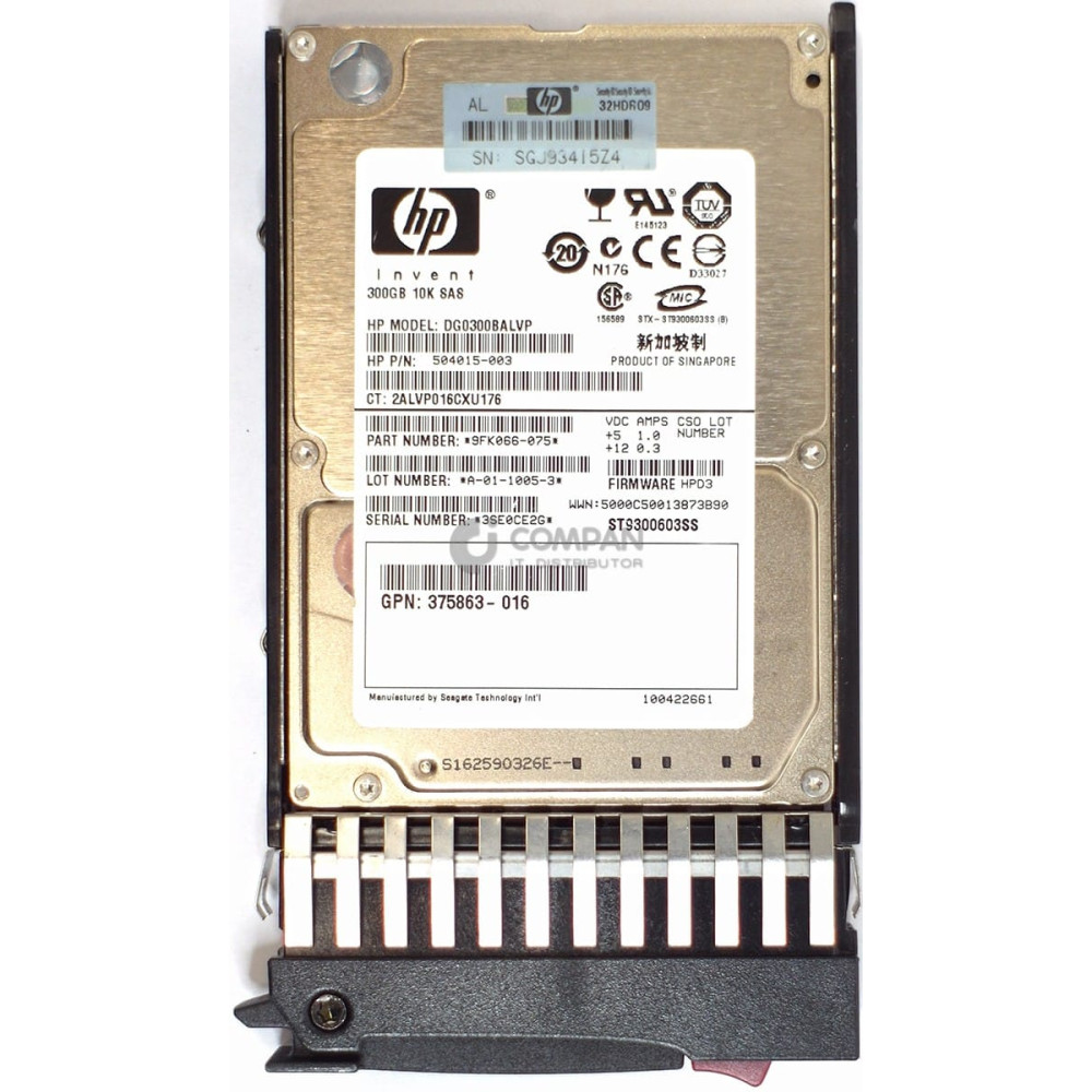 493083-001 HP HDD 300GB 10K SAS 3G 2.5" SFF HOT-SWAP