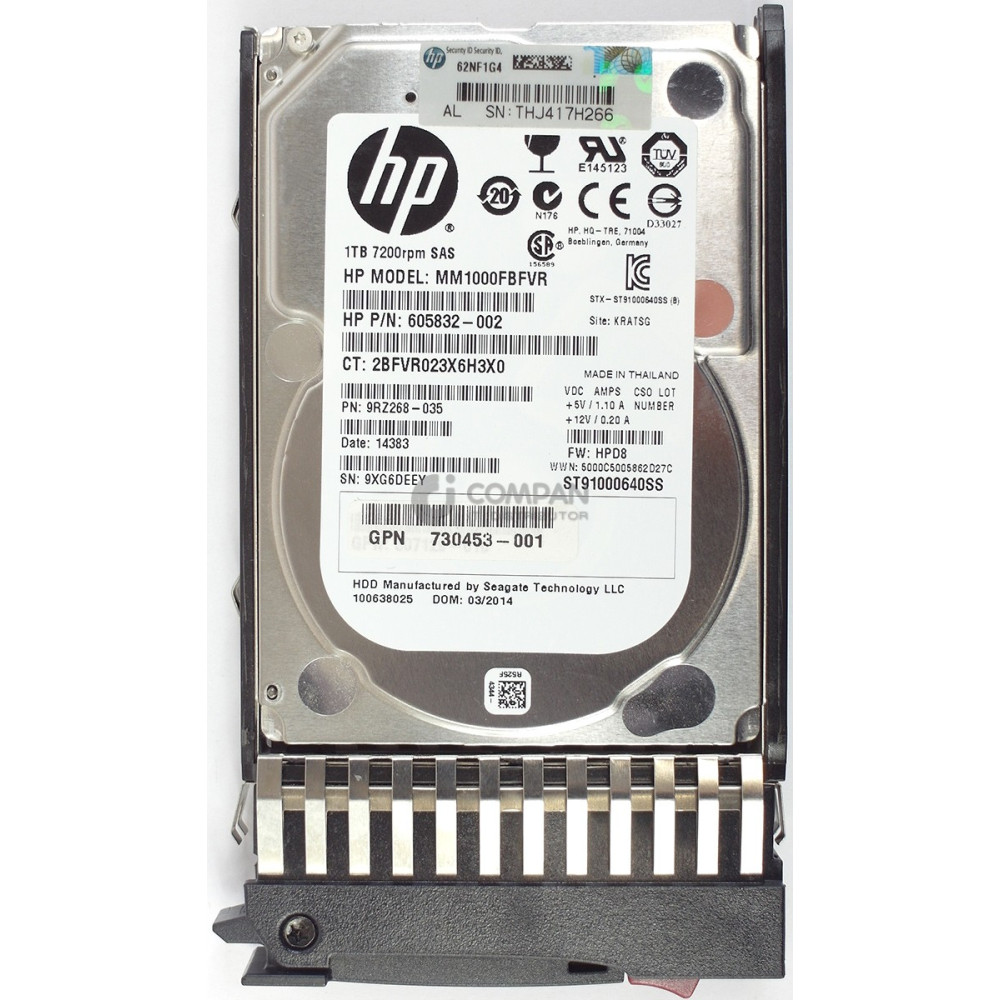 730706-001 HP HDD 1TB 7.2K SAS 6G 2.5" SFF HOT-SWAP FOR MSA STORAGE