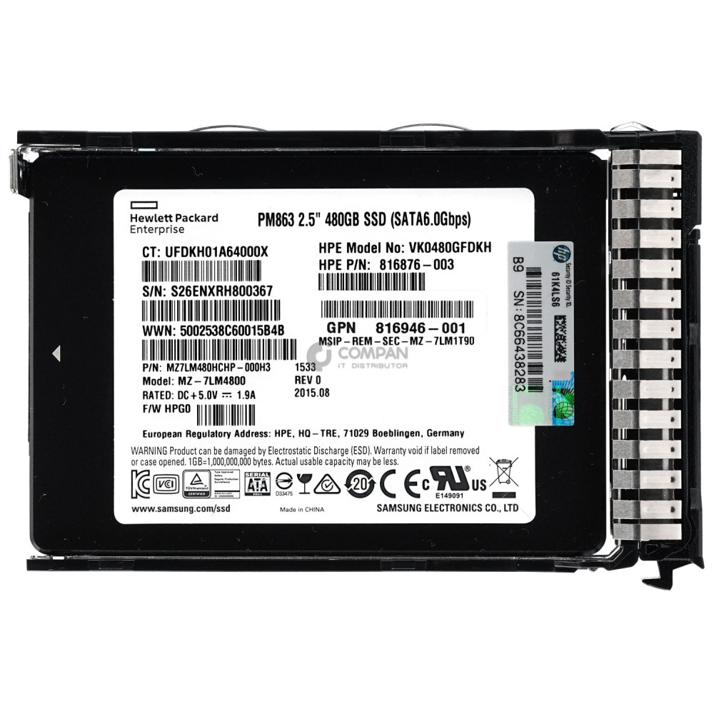 817075-001 HP 480GB SSD SATA 6G 2.5 SFF HOT-SWAP