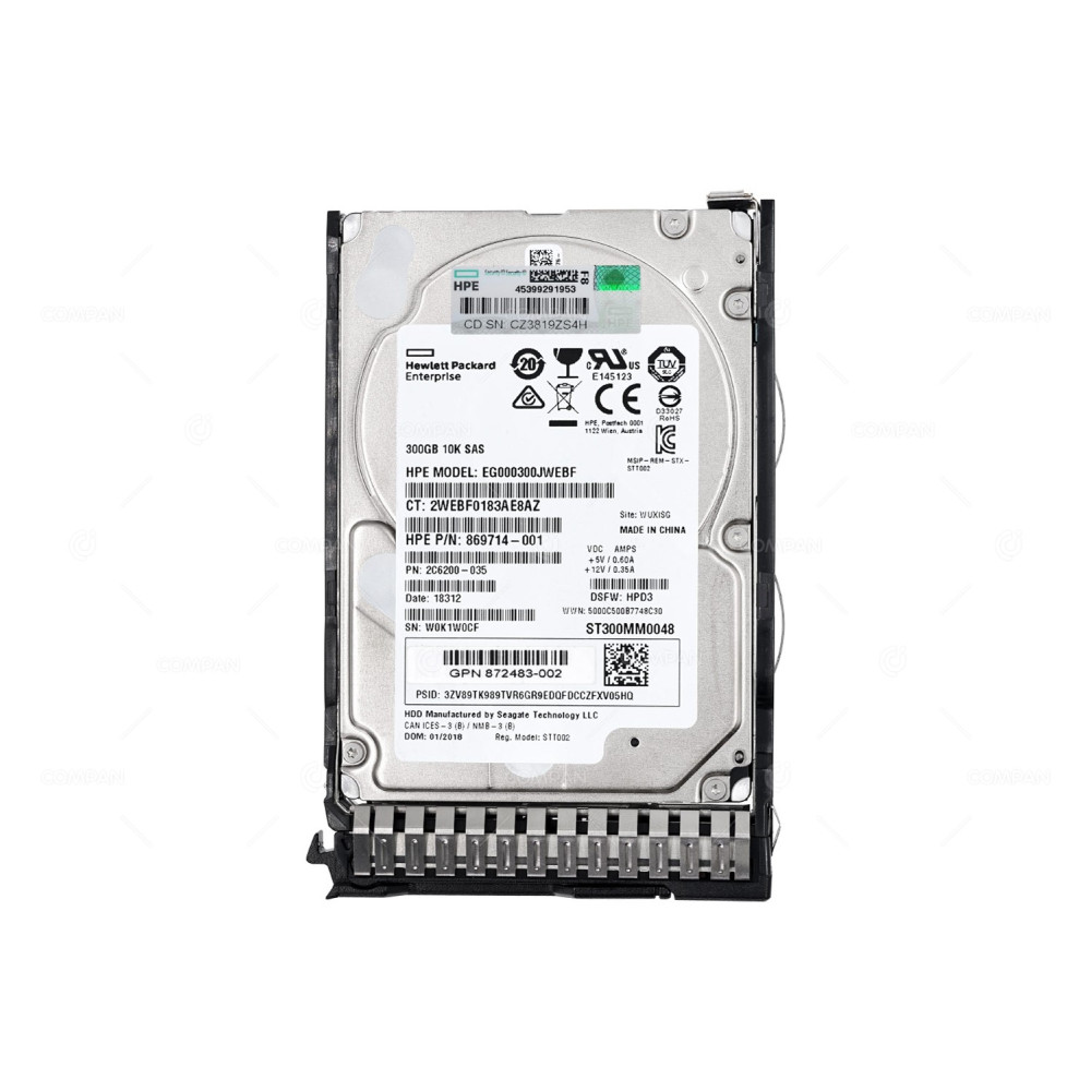 872735-001 HP HDD 300GB 10K SAS 12G 2.5" SFF HOT-SWAP