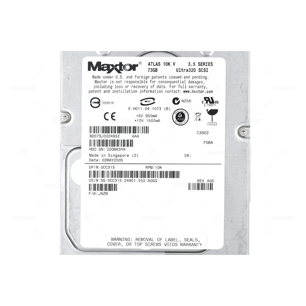 CC315 DELL HDD 73GB 10K SCSI U320 3.5" LFF HOT-SWAP