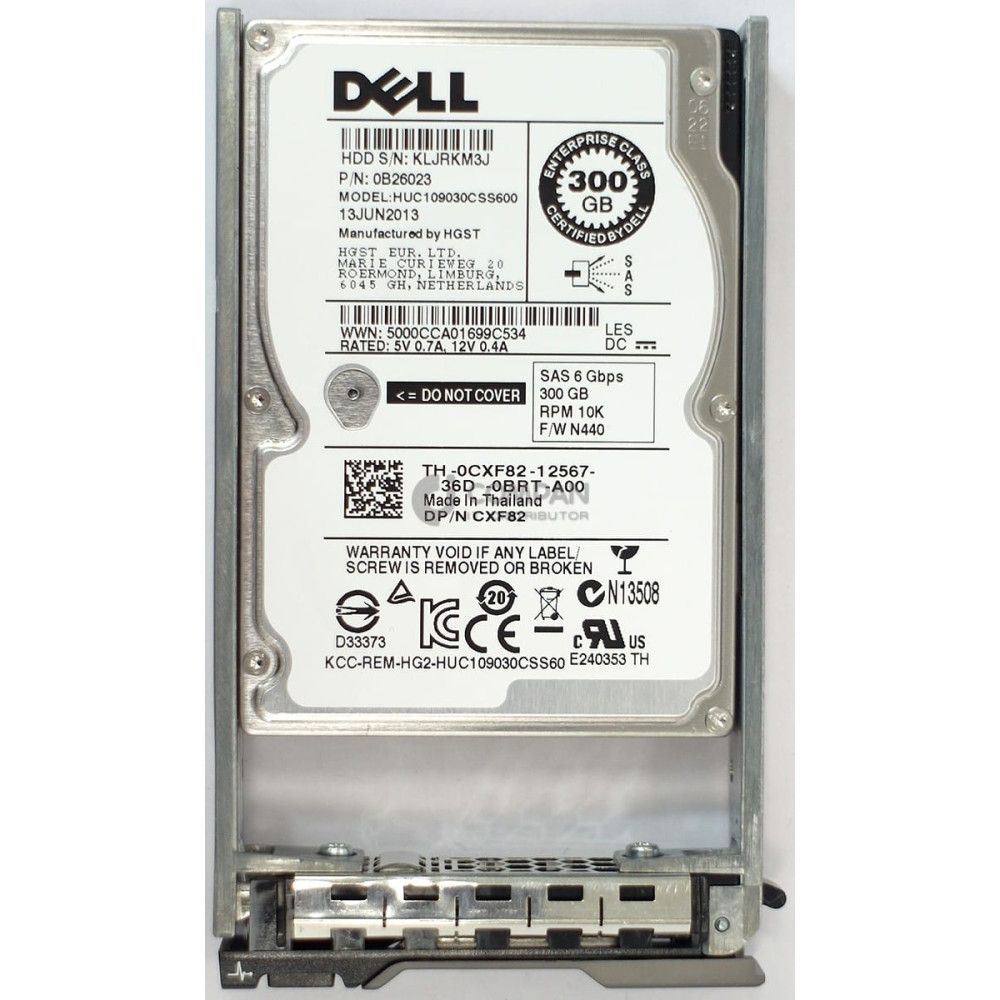 CXF82 DELL 300G 10K 6G SAS 2.5 LFF HOT-SWAP