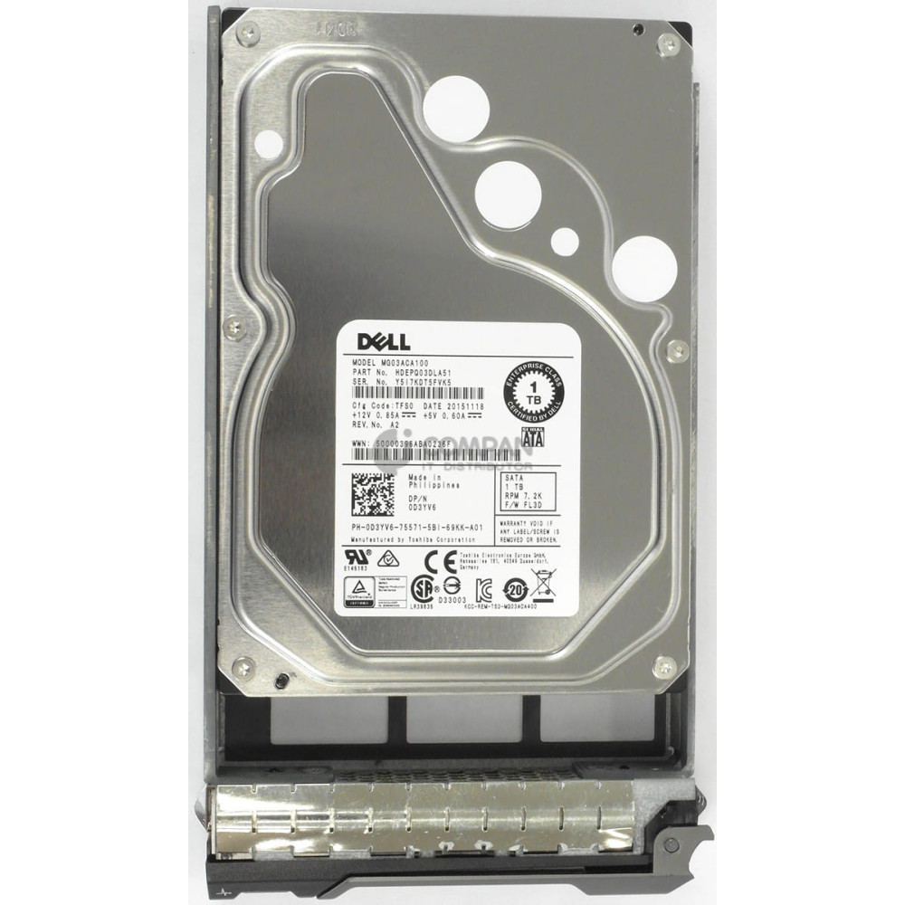 D3YV6 DELL HDD 1TB 7.2K SATA 6G 3.5" LFF HOT-SWAP