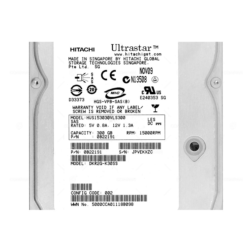 HUS153030VLS300 HITACHI HDD 300GB 15K SAS 3G 3.5" LFF HOT-SWAP