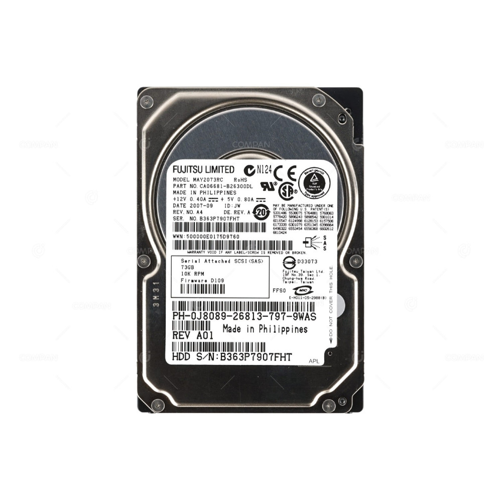 J8089 DELL 73GB 10K 3G SAS 2.5 SFF HOT-SWAP