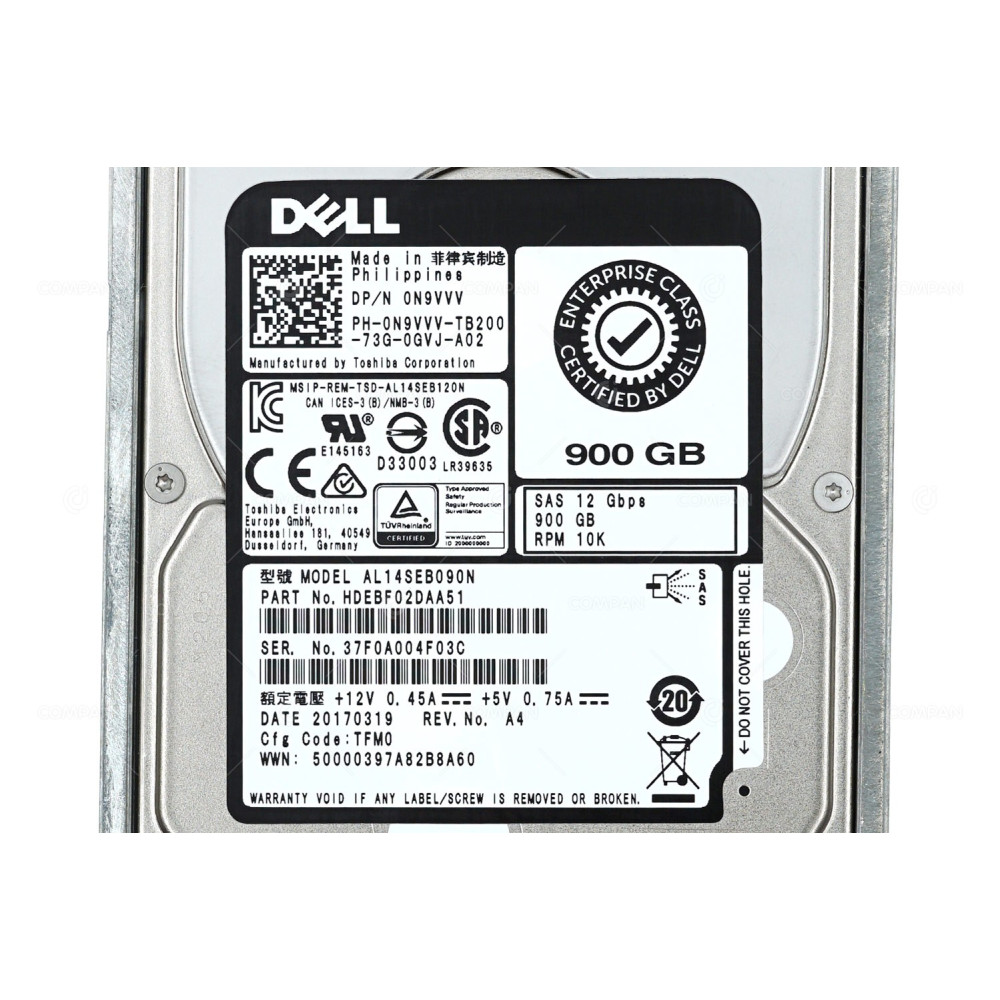 N9VVV DELL HDD 900GB 10K SAS 12G 2.5" SFF HOT-SWAP