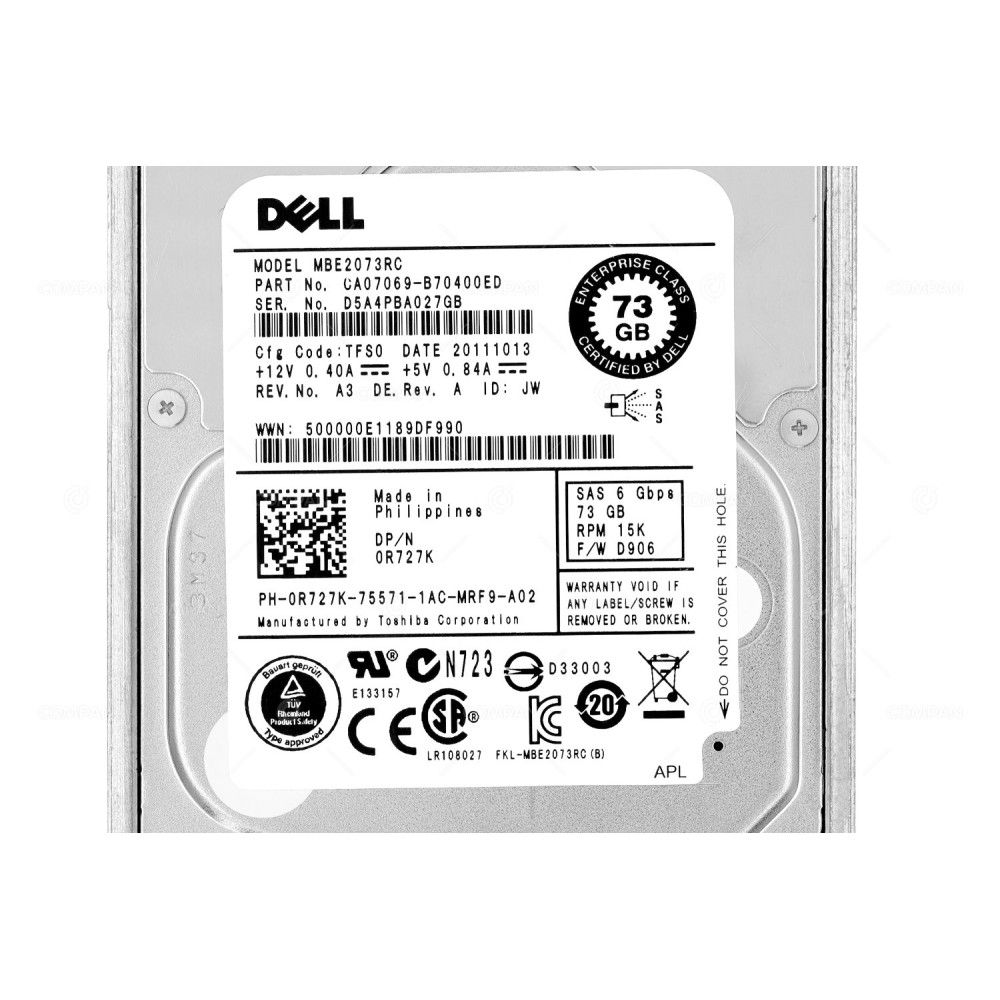R727K DELL 73GB 15K SAS 6G 2.5" SFF HOT-SWAP