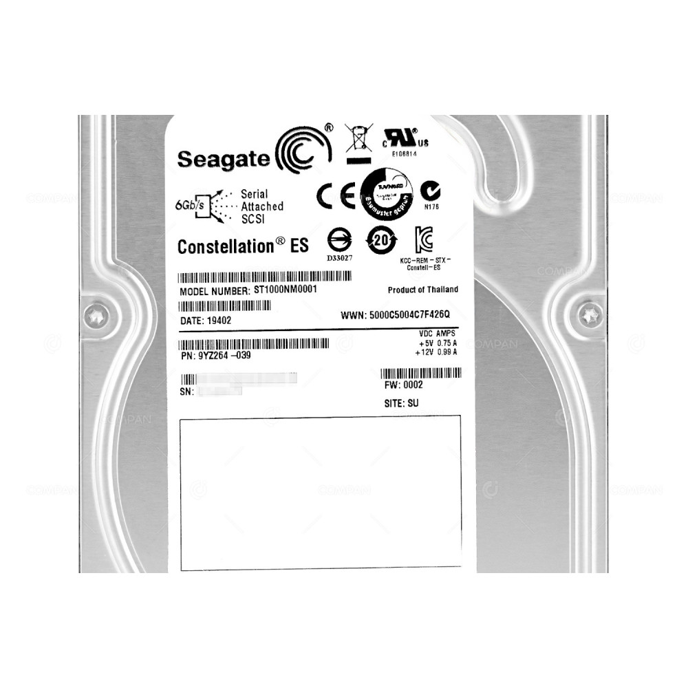 ST1000NM0001 SEAGATE HARD DRIVE 1TB 7.2K 6G SAS 3.5 LFF HOT-SWAP