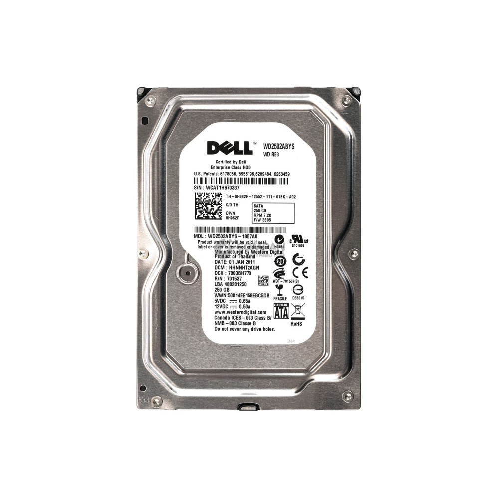 WD2502ABYS WD 250GB 7.2K 3G SATA 3.5 LFF